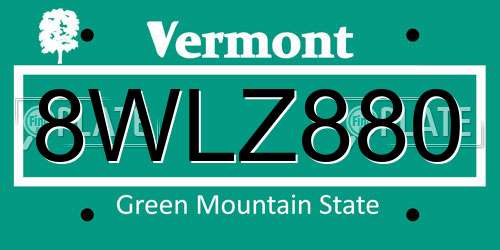 8WLZ880 Vermont License Plate