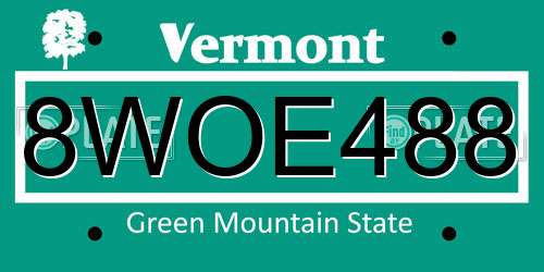 8WOE488 Vermont License Plate