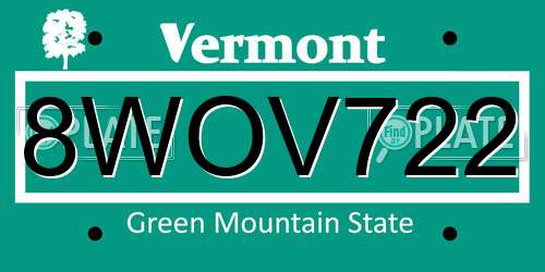 8WOV722 Vermont License Plate