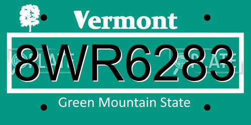 8WR6283 Vermont License Plate