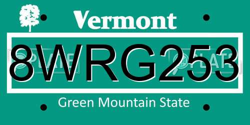 8WRG253 Vermont License Plate