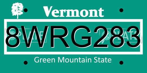 8WRG283 Vermont License Plate