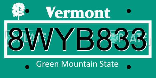 8WYB833 Vermont License Plate