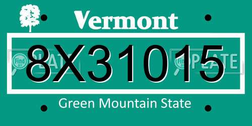 8X31015 Vermont License Plate