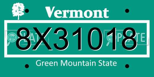 8X31018 Vermont License Plate