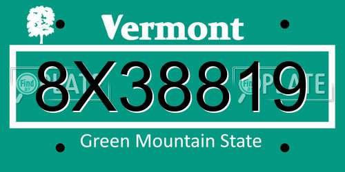 8X38819 Vermont License Plate