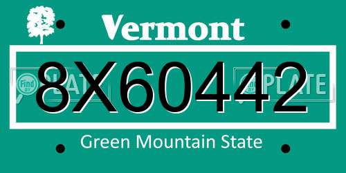 8X60442 Vermont License Plate