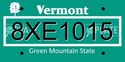 8XE1015 Vermont License Plate