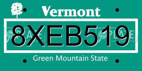 8XEB519 Vermont License Plate
