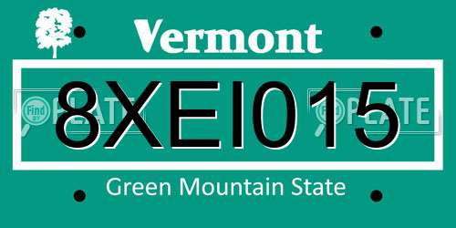 8XEI015 Vermont License Plate
