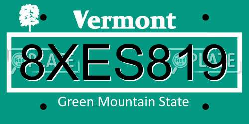 8XES819 Vermont License Plate