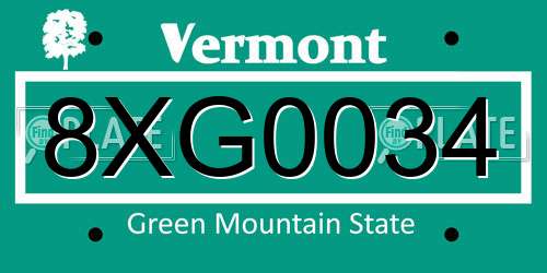 8XG0034 Vermont License Plate