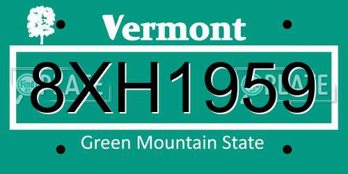 8XH1959 Vermont License Plate