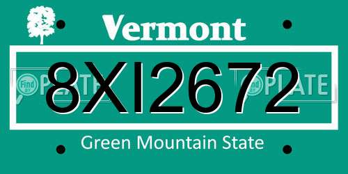 8XI2672 Vermont License Plate