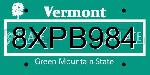 8XPB984 Vermont License Plate