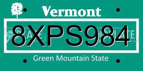 8XPS984 Vermont License Plate