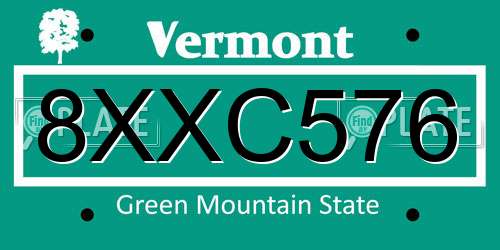 8XXC576 Vermont License Plate