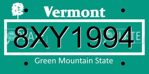 8XY1994 Vermont License Plate