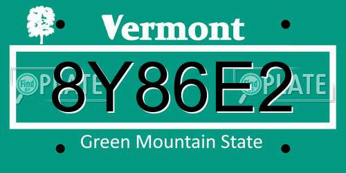 8Y86E2 Vermont License Plate