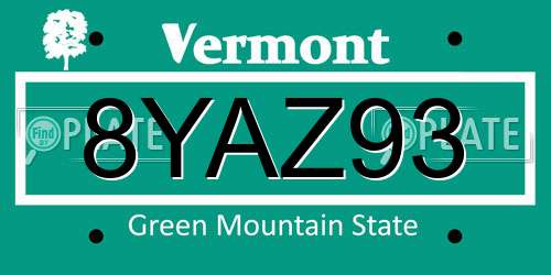 8YAZ93 Vermont License Plate