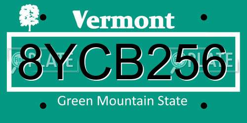 8YCB256 Vermont License Plate