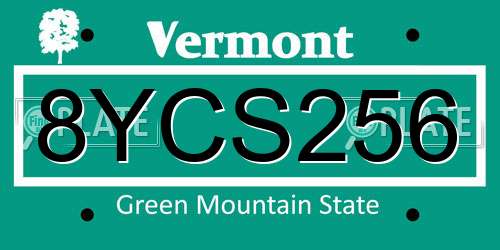 8YCS256 Vermont License Plate