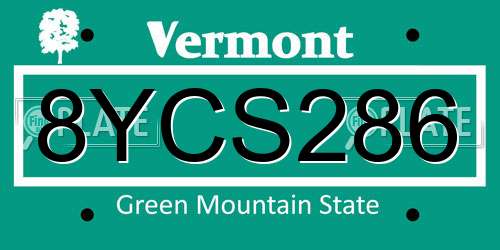 8YCS286 Vermont License Plate