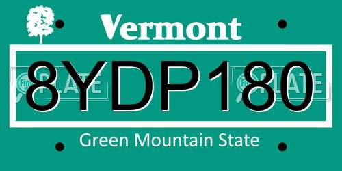 8YDP180 Vermont License Plate