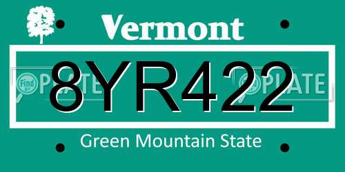8YR422 Vermont License Plate