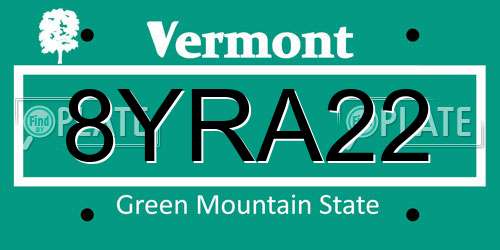 8YRA22 Vermont License Plate