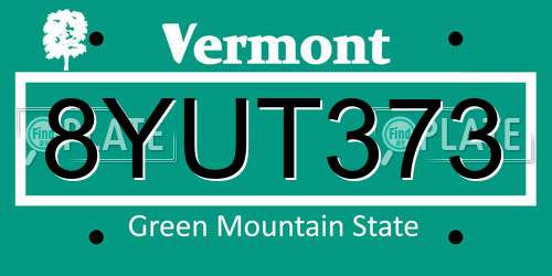 8YUT373 Vermont License Plate