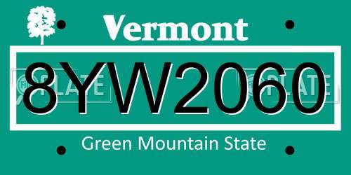 8YW2060 Vermont License Plate