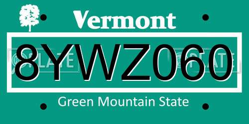 8YWZ060 Vermont License Plate