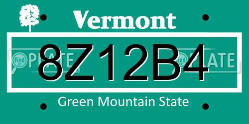 8Z12B4 Vermont License Plate
