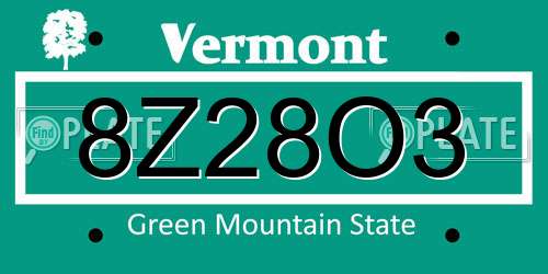 8Z28O3 Vermont License Plate