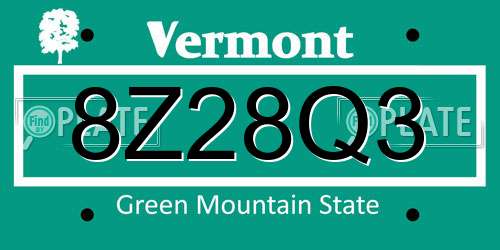 8Z28Q3 Vermont License Plate