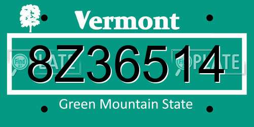 8Z36514 Vermont License Plate