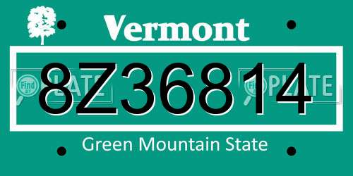 8Z36814 Vermont License Plate