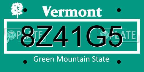 8Z41G5 Vermont License Plate