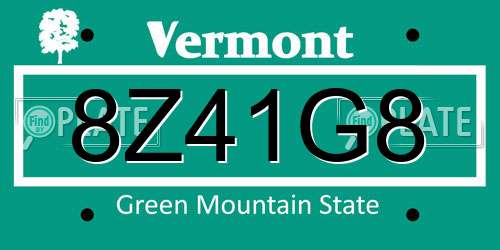 8Z41G8 Vermont License Plate