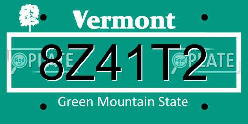 8Z41T2 Vermont License Plate