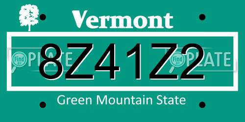 8Z41Z2 Vermont License Plate