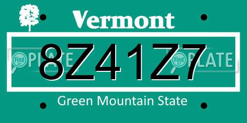 8Z41Z7 Vermont License Plate