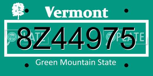 8Z44975 Vermont License Plate