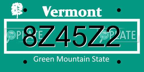 8Z45Z2 Vermont License Plate