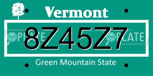 8Z45Z7 Vermont License Plate