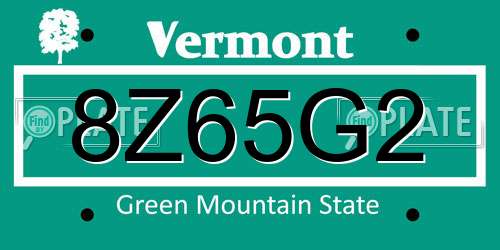 8Z65G2 Vermont License Plate