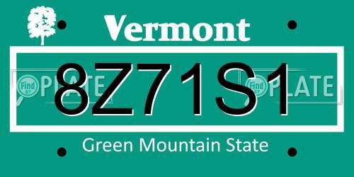 8Z71S1 Vermont License Plate
