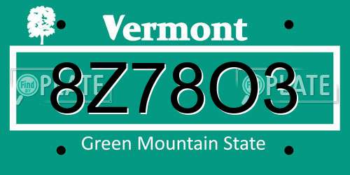 8Z78O3 Vermont License Plate