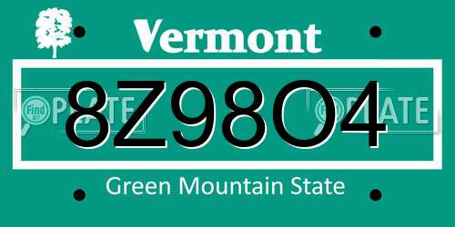 8Z98O4 Vermont License Plate
